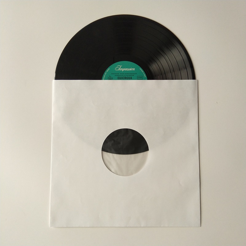 33 RPM White Kraft Paper Record Inner sleeves Polylined With Hole for 12 Vinyl Record