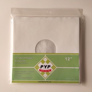 33 RPM White Kraft Paper Record Inner sleeves Polylined With Hole for 12 Vinyl Record