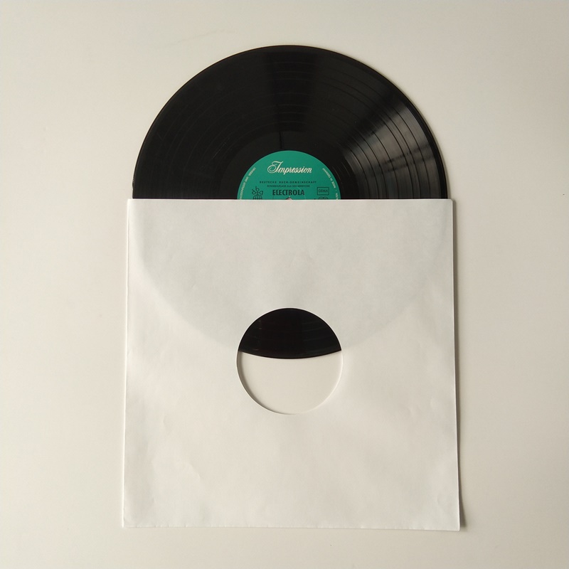 12 LP White Kraft Paper Record-ärmar med mitthål