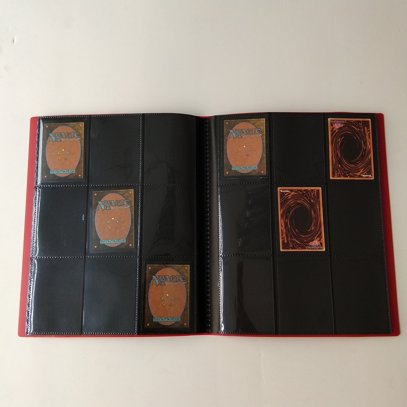 9-Pocket Red Gaming Card Collectors Portfolios Album Bindemedel för standardkort