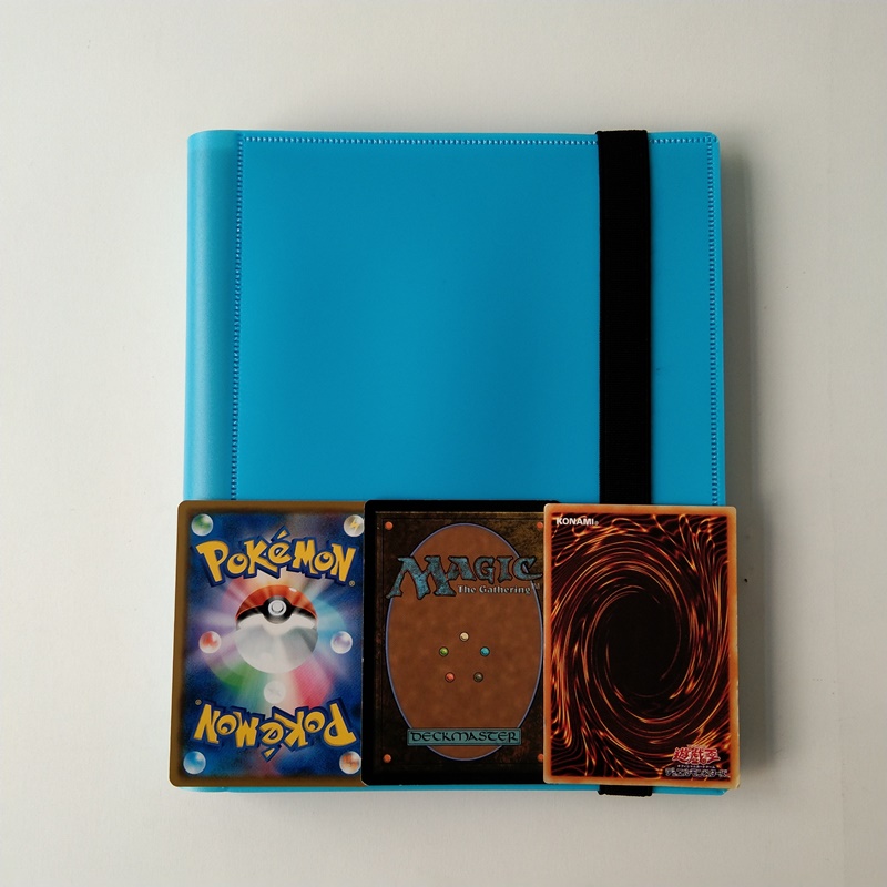 Blå färg 4 fickor Pokemon Card Poly Binder Side Loading