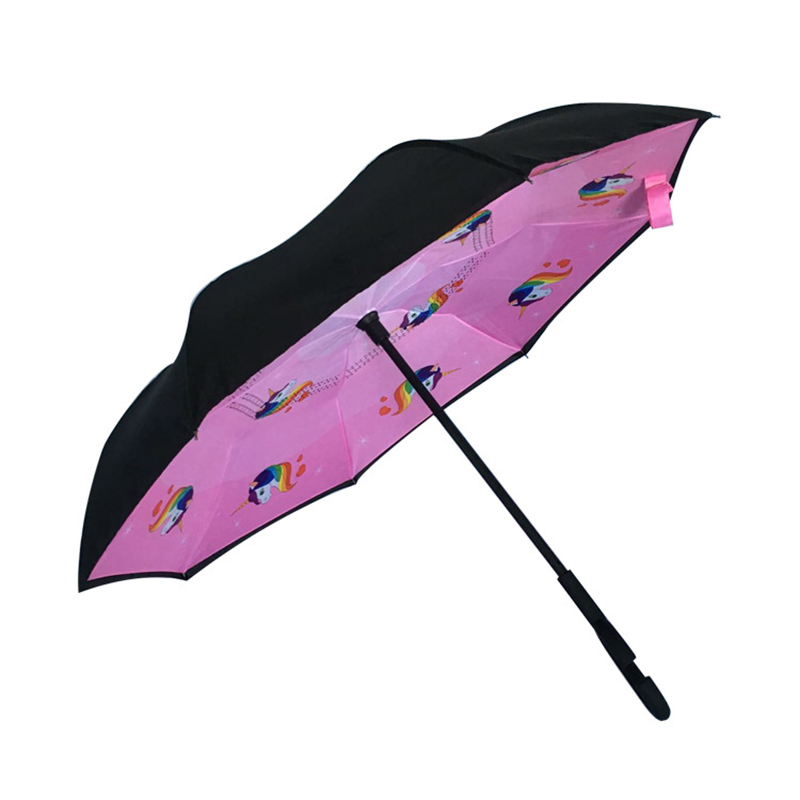 19-tums barnparaply med mönsterutskrift omvänt rakt paraply