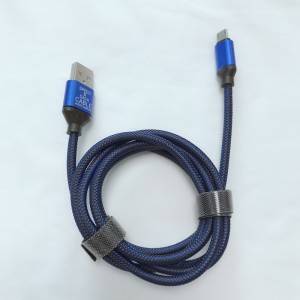 Flätad fisknätladdning Laddning Rund aluminiumskåp USB-kabel för mikro-USB, typ C, iPhone-blixtnedladdning och synk