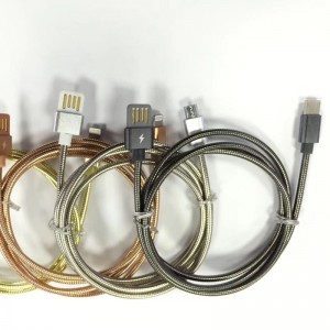 Dual Face USB 2.0 Metal Tube-kabel Laddning av runda aluminiumhus Micro till USB 2.0-datakabel