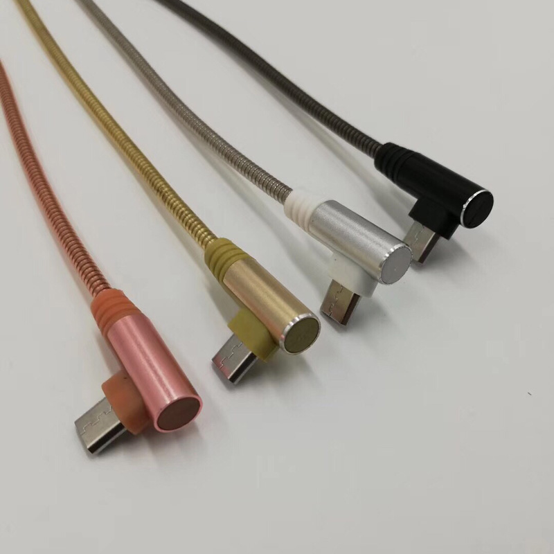 USB 2.0 metallrörskabel Laddning Rund aluminiumshölje USB-kabel för mikro-USB, typ C, iPhone-blixtladdning och synk