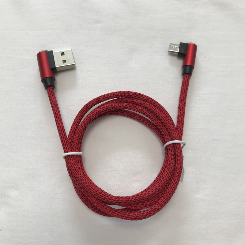 Flätad datakabel Snabbladdning Rund aluminiumshölje USB-kabel för mikro-USB, typ C, iPhone-blixtnedladdning och synk