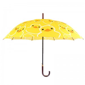 23 tums pongee tyg auto öppet gul anka tecknade mönster rakt paraply