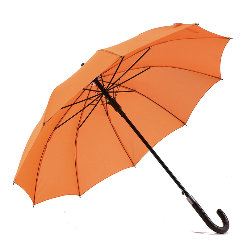 23 tums marknadsföringsförsäljning anpassad enkel färg paraply med böjd plast handtag