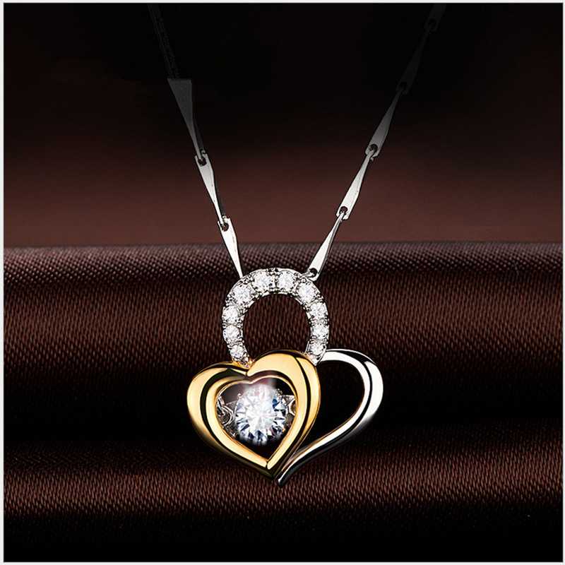 925 Silver Heart Link Moving Fashion Pendant