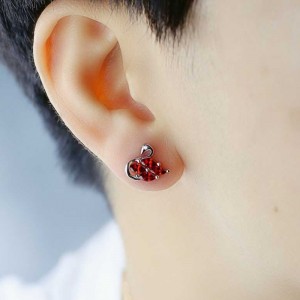 Small Swan Ear Nail 925 Silver Inlaid Ear Nail Individual Baitao Silver Jewelry