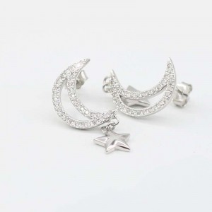 S925 Car Flower Tremella Ornament Star Moon Embedded Zircon Fashion örhängen