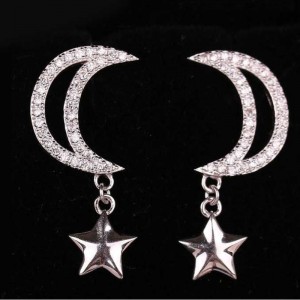 S925 Car Flower Tremella Ornament Star Moon Embedded Zircon Fashion örhängen