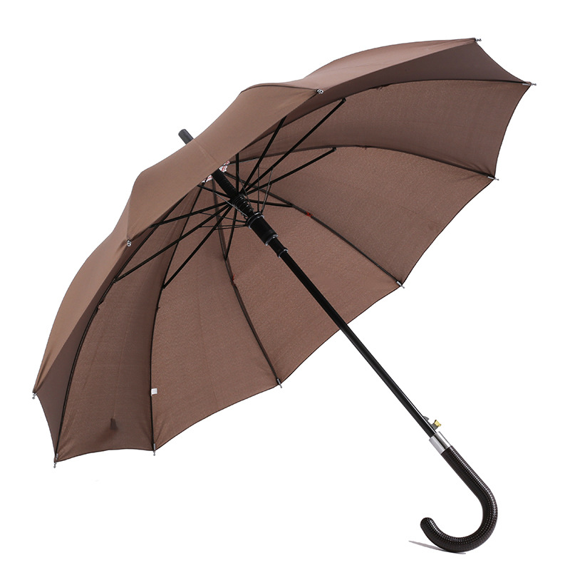 Utomhus anpassad logotyp 190T pongeee tyg metall ram J-form handtag auto öppet vanligt rakt paraply
