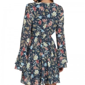 Klockhylsa för miniklänning för modetryck för kvinnor