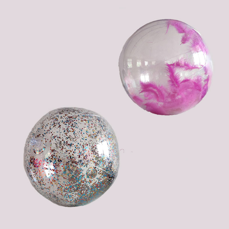 Uppblåsbara Transparent Glitter / Feather Beach Ball