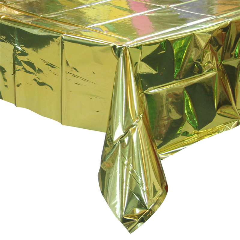 1,37x2,74M Champagne guldfärg bordduk 3S tjocklek borddukfolie Metallmatta för fest