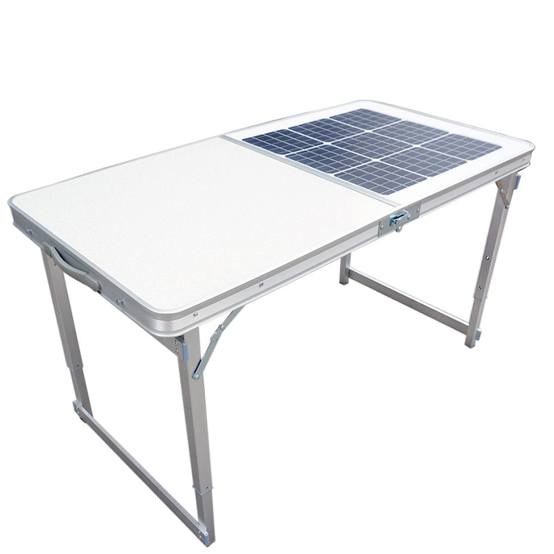 Bärbart hopfällbart solbord för laddning för utomhus camping kök hopfällbart arbetsbord