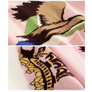 OEM \u0026 ODM anpassad logotyp Jacquard Intarsia Wild Goose Fashion Design Stickat Kvinnor Pullover Sweater