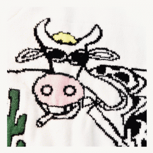 Nykomst Woolen Tjock Varm Vintertröja Computer Knitted Smoking Cow Pullover