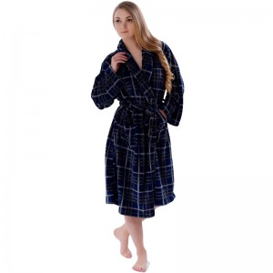 Par Fleece Robe Striped Printed Pajama