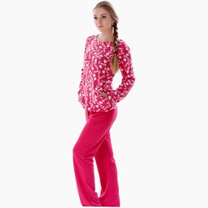 Kvinnor Tryckt Microfiber Fleece Pajamaset