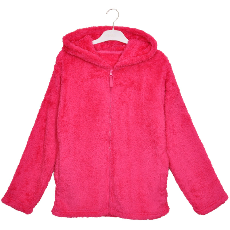 Kvinnor Snuggle Fleece Hot Pink Zip Hooded Sweatshirt