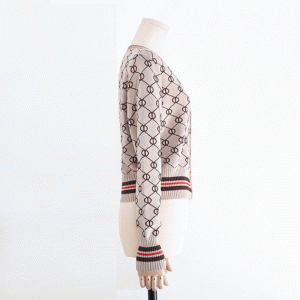 Dam anpassade 100% Polyester Finshnet Jacquard cardigan tröjor