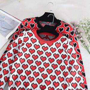 OEM \u0026 ODM 100% bomulls hjärtan jacquard kvinnors stickade tröja