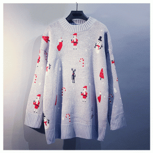 2019 Poptröja Kvinnlig Vinter Koreansk Version Lös Bottoming Christmas Red Knit Sweater