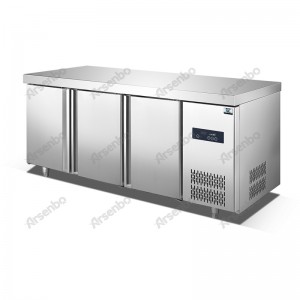 Lyxig design kommersiell köksbänk frysdisk kylskåp arbetsbord suitalbe för 400 * 600mm bakpannor