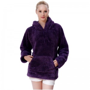 Kvinna Snuggle Fleece Lila Hooded Pocket Sweatshirt