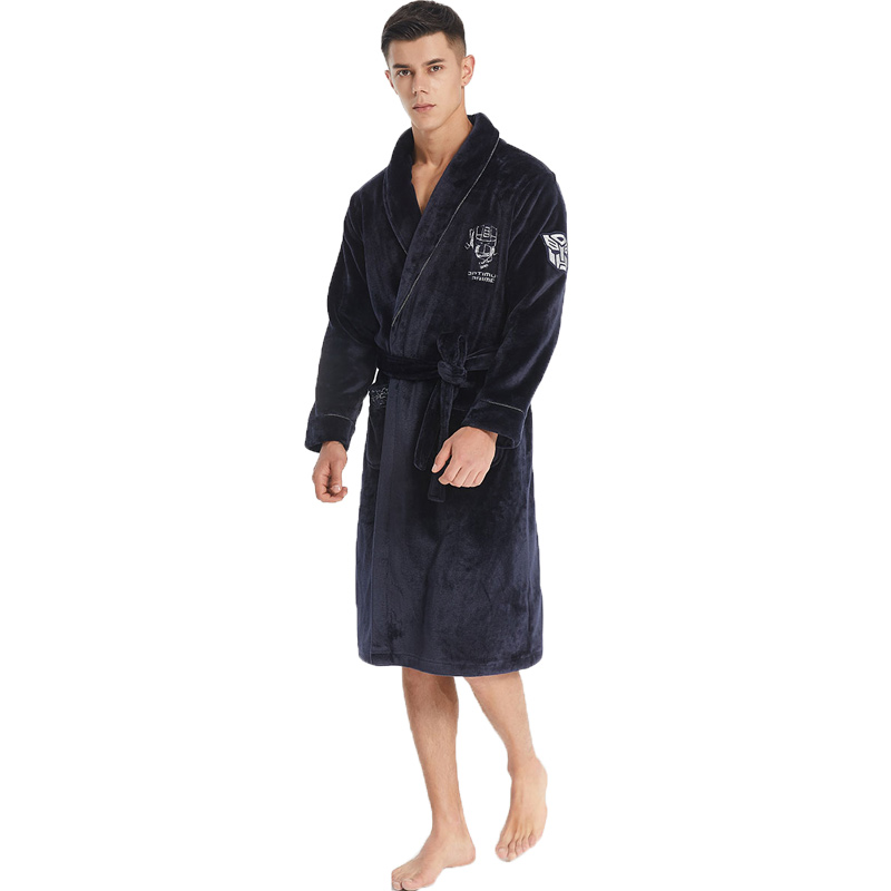 Män Broderi Luxury Flannel Fleece Robe