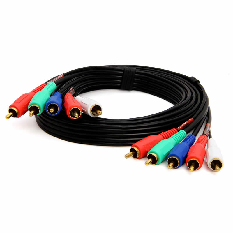 5-RCA Male till 5RCA Male RGB Component Audio Video Cable för HDTV - Guldpläterad RCA till RCA