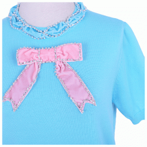 Skräddarsydd OEM Butterfly Knot Rhinestone Sewed Summer Ladies Pullover Stickad tröja