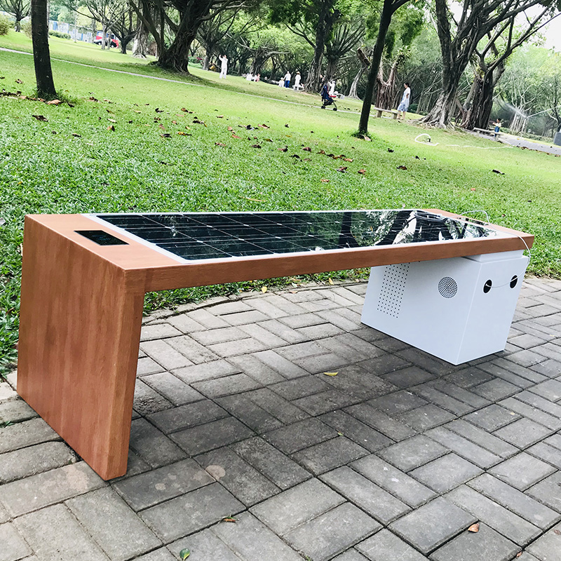 Solar Powered Smart Outdoor Furniture Metal Garden Bänk Sittplats för Park och Street