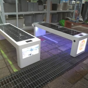 Solar Panel Powered Smart Outdoor Reklam Bench Garden Benche New Generation Street Furniture