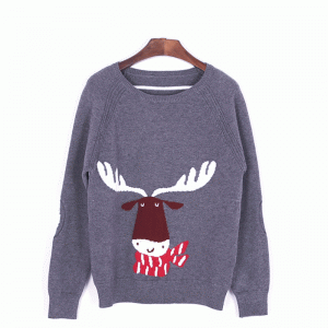Custom Christmas Loose Ugly Christmas Deer Intarsia Stickad tröja