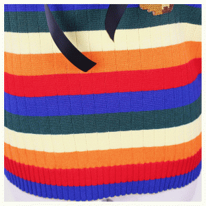 Custom ODM Teddy Bear Intarsia Rainbow Strips Kvinnor Cloth Pullover Sweater