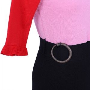 2018 Sommar Cowl Neck Short Sleeve Kvinnors Två Pieces Set Stickat Tröja Klänning