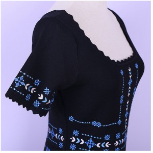 Skräddarsydd sommarbroderi Diamonds Ladies Black Knit Sweater Dress