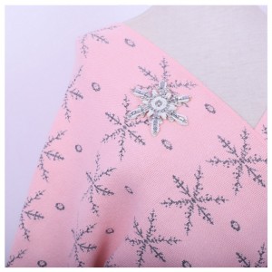 2018 Hot Snowflake Rhinestone Appliques Ladies Slash Cardigan Stickad Klänning