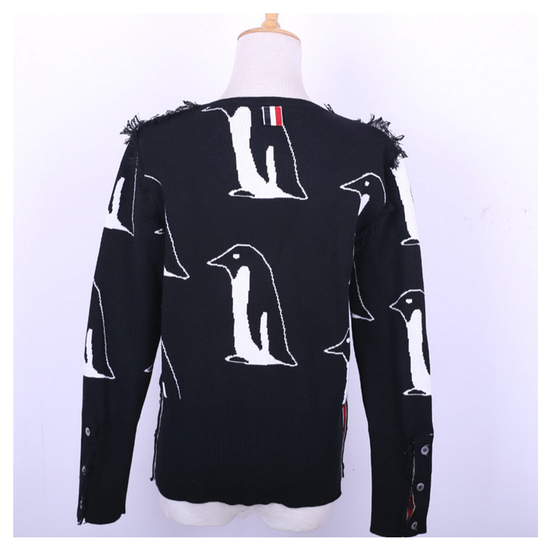 Ladies Woolen Penguin Pattern Tassel Fringe Pullover Tröjor