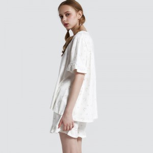 Kvinnor Trycks Bomull-Spandex Singel Jersey Pyjamas Set