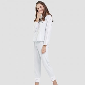 Kvinnor ställning Tryckt bomull-Spandex Single Jersey Pyjamas Set