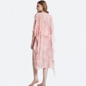 Kvinnor Satin Pyjamas Sätta Med Tryckt Sjal