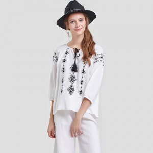 Kvinnor Tryckta Lin Pyjamas Set