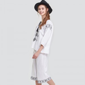 Kvinnor Tryckta Lin Pyjamas Set