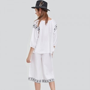 Kvinnor Tryckta Lin Pyjamas Set