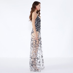 Netto Garn Tunna Blommor Sexiga Transparenta Maxi Aftonklänningar JCGJ190315078