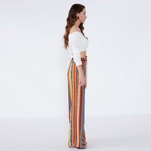 Stripe Custom High Waist Yoga Lounge Wide Leg Dambyxor